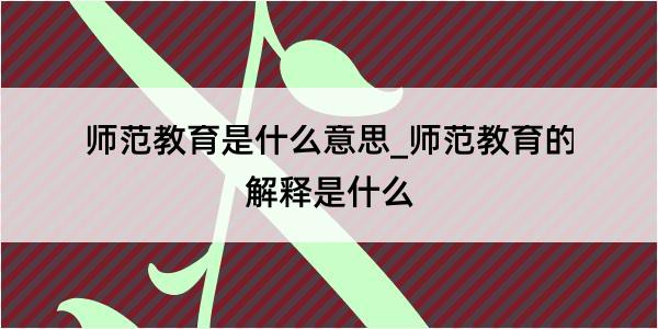 师范教育是什么意思_师范教育的解释是什么