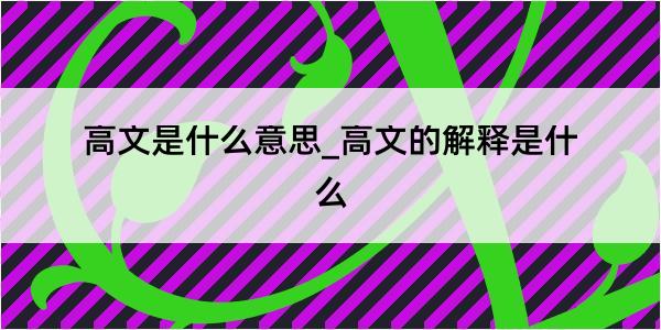 高文是什么意思_高文的解释是什么