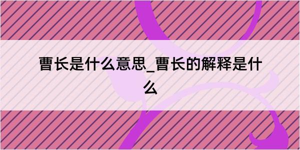 曹长是什么意思_曹长的解释是什么