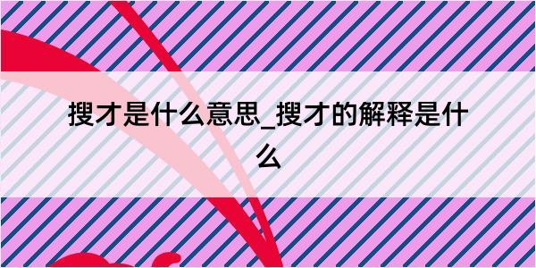 搜才是什么意思_搜才的解释是什么