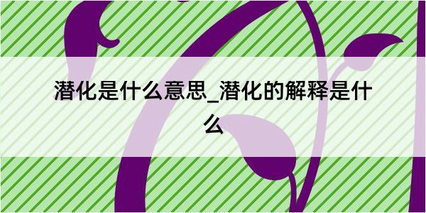 潜化是什么意思_潜化的解释是什么