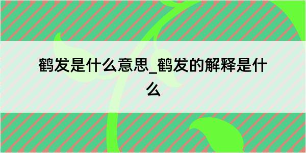 鹤发是什么意思_鹤发的解释是什么