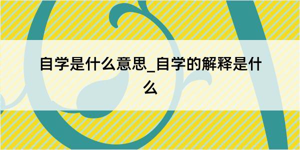 自学是什么意思_自学的解释是什么