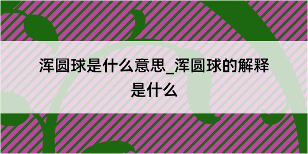 浑圆球是什么意思_浑圆球的解释是什么