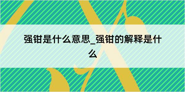 强钳是什么意思_强钳的解释是什么