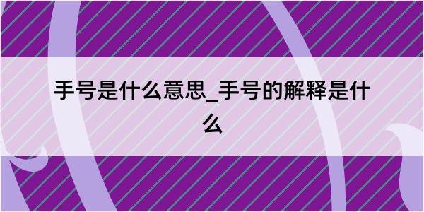 手号是什么意思_手号的解释是什么