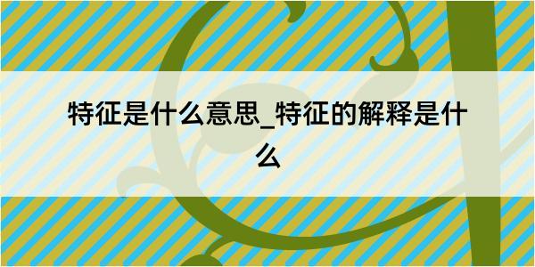 特征是什么意思_特征的解释是什么