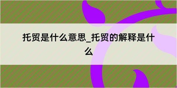 托贸是什么意思_托贸的解释是什么