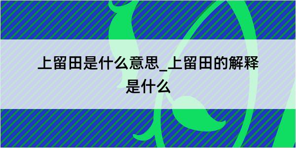 上留田是什么意思_上留田的解释是什么