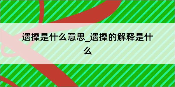 遗操是什么意思_遗操的解释是什么