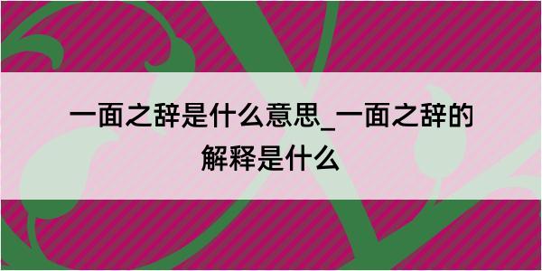 一面之辞是什么意思_一面之辞的解释是什么