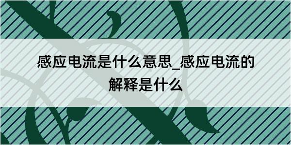 感应电流是什么意思_感应电流的解释是什么