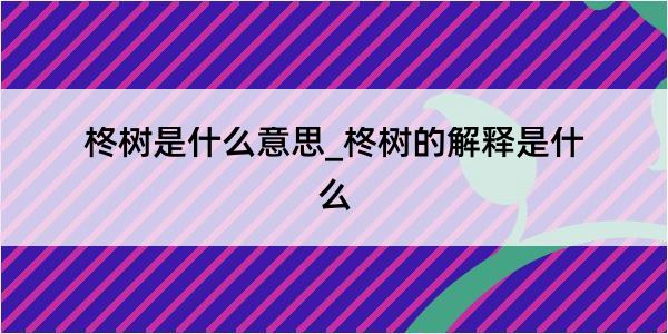 柊树是什么意思_柊树的解释是什么