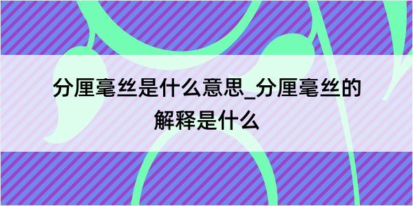 分厘毫丝是什么意思_分厘毫丝的解释是什么