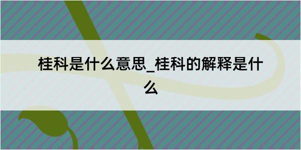 桂科是什么意思_桂科的解释是什么