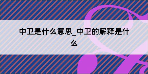 中卫是什么意思_中卫的解释是什么