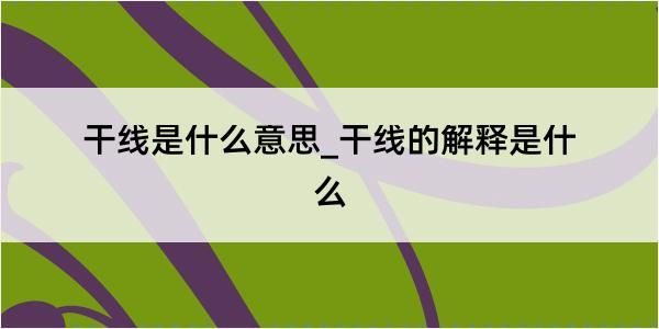 干线是什么意思_干线的解释是什么