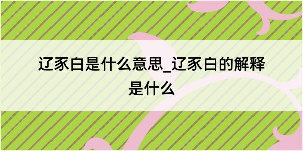 辽豕白是什么意思_辽豕白的解释是什么