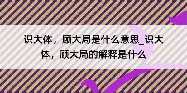 识大体，顾大局是什么意思_识大体，顾大局的解释是什么