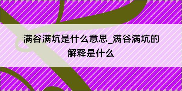 满谷满坑是什么意思_满谷满坑的解释是什么