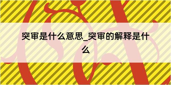 突审是什么意思_突审的解释是什么