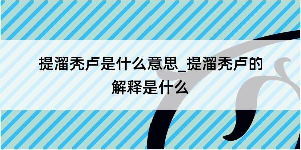 提溜秃卢是什么意思_提溜秃卢的解释是什么