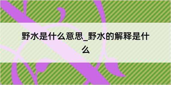 野水是什么意思_野水的解释是什么