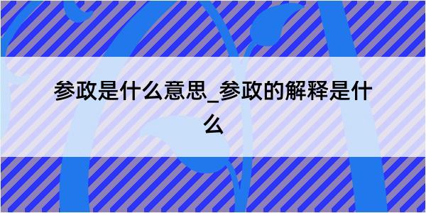 参政是什么意思_参政的解释是什么