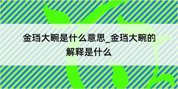 金珰大畹是什么意思_金珰大畹的解释是什么