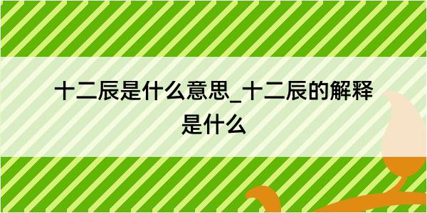 十二辰是什么意思_十二辰的解释是什么