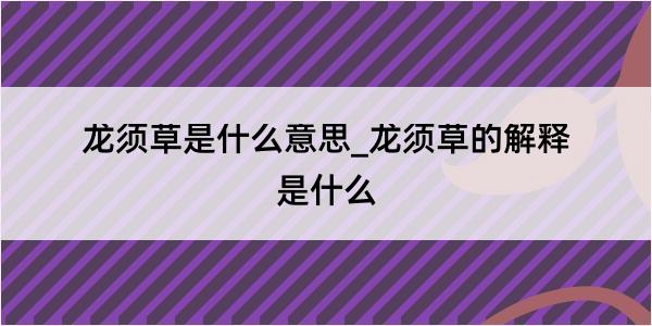 龙须草是什么意思_龙须草的解释是什么