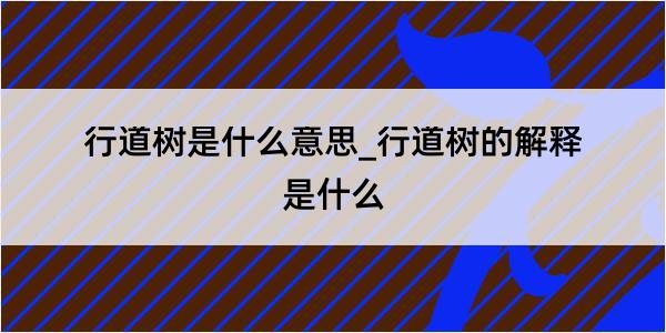 行道树是什么意思_行道树的解释是什么