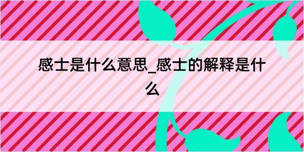 感士是什么意思_感士的解释是什么