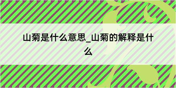 山菊是什么意思_山菊的解释是什么