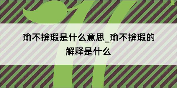 瑜不揜瑕是什么意思_瑜不揜瑕的解释是什么