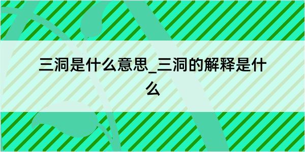 三洞是什么意思_三洞的解释是什么