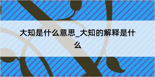 大知是什么意思_大知的解释是什么