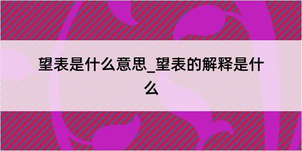 望表是什么意思_望表的解释是什么