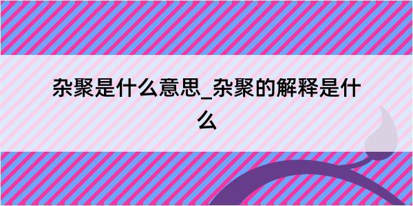 杂聚是什么意思_杂聚的解释是什么