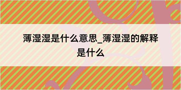 薄湿湿是什么意思_薄湿湿的解释是什么