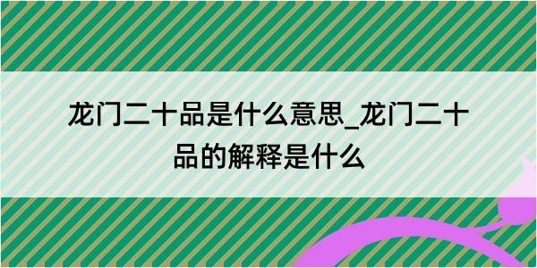 龙门二十品是什么意思_龙门二十品的解释是什么