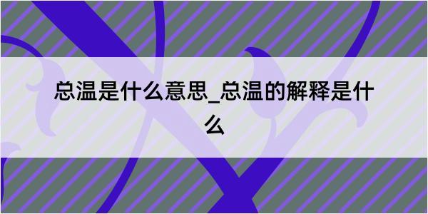 总温是什么意思_总温的解释是什么