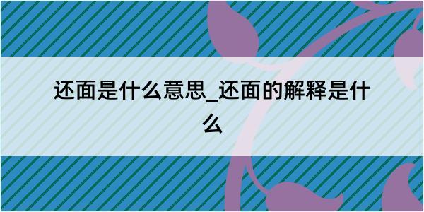 还面是什么意思_还面的解释是什么