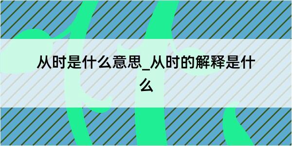 从时是什么意思_从时的解释是什么