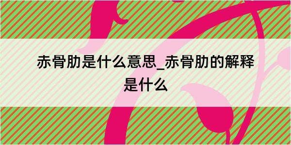 赤骨肋是什么意思_赤骨肋的解释是什么