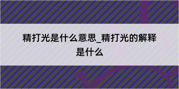 精打光是什么意思_精打光的解释是什么