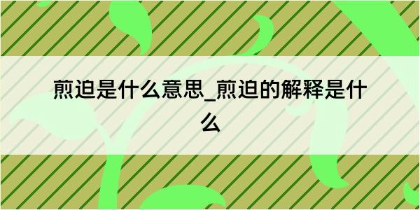 煎迫是什么意思_煎迫的解释是什么