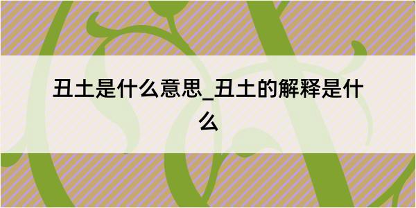 丑土是什么意思_丑土的解释是什么