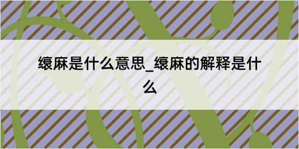 缞麻是什么意思_缞麻的解释是什么