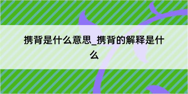 携背是什么意思_携背的解释是什么